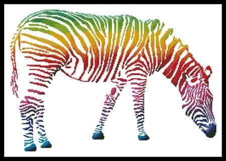 Zebra with Colourful Stripes by Artecy printed cross stitch chart